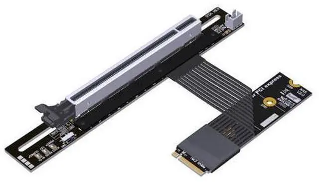 Main image of M.2 NGFF NVMe M Key to PCIe 5.0 x16 Flat Extension Cable 128 Gbps GEN5 with Power Cord (K43SH-BK, 40cm)