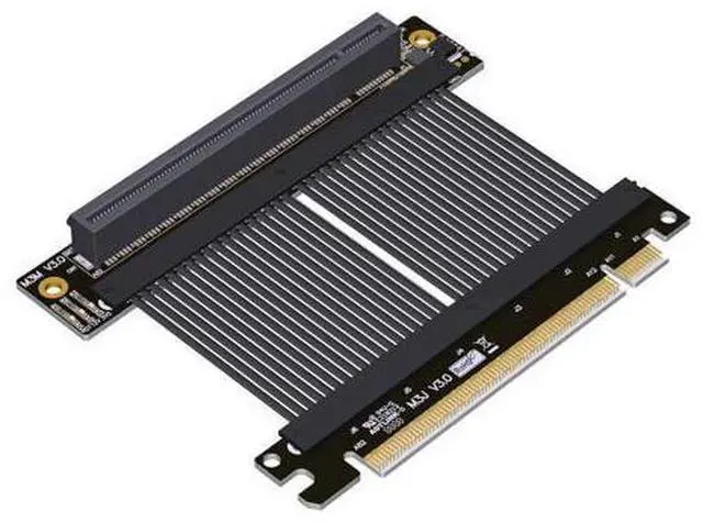 Main image of PCIe 4.0 x16 Flexible High Speed Riser Cable Compatible with 4090 4080 4070 3090 and Pcie 3.0 System EMI Shielded (M33JM-SL(Right Angle), 25cm)