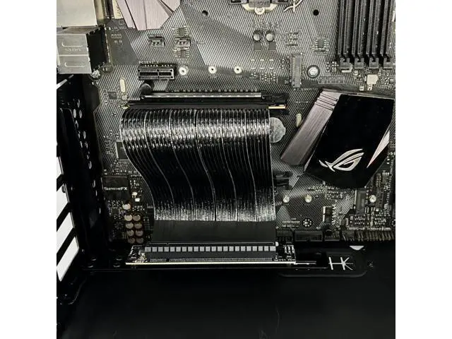 Alt view image 3 of 6 - PCIe 4.0 x16 Flexible High Speed Riser Cable Compatible with 4090 4080 4070 3090 and Pcie 3.0 System EMI Shielded (M33JM-SL(Right Angle), 25cm)