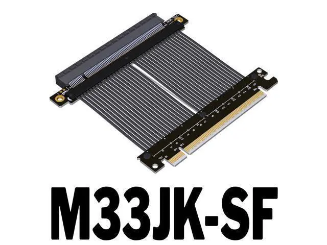 Alt view image 2 of 6 - PCIe 4.0 x16 Flexible High Speed Riser Cable Compatible with 4090 4080 4070 3090 and Pcie 3.0 System EMI Shielded (M33JM-SL(Right Angle), 25cm)