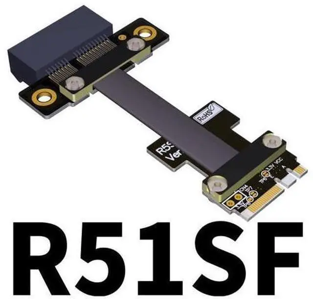 Main image of M.2_A.E. to PCIe x1 Extension Cables Turn 90 Degree Upright Right Angle Turn 180 Degree Splint Vertical Turn 270 Degree Inverted Reverse (60cm, R51SL)