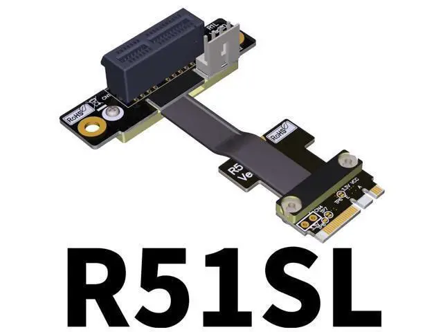 Alt view image 2 of 4 - M.2_A.E. to PCIe x1 Extension Cables Turn 90 Degree Upright Right Angle Turn 180 Degree Splint Vertical Turn 270 Degree Inverted Reverse (60cm, R51SL)