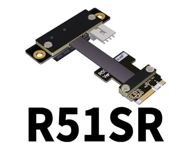 Alt view image 3 of 4 - M.2_A.E. to PCIe x1 Extension Cables Turn 90 Degree Upright Right Angle Turn 180 Degree Splint Vertical Turn 270 Degree Inverted Reverse (60cm, R51SL)