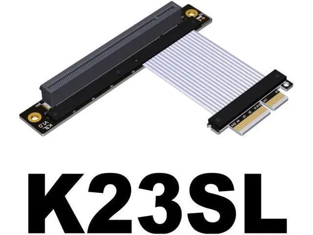 Alt view image 2 of 6 - PCIe 4.0/3.0 x4 to PCIE x16 Graphics Card Riser Adapter 16x PCI-e PCI-Express Cable 90 180 Degree (20cm, K23SL(gen 4))