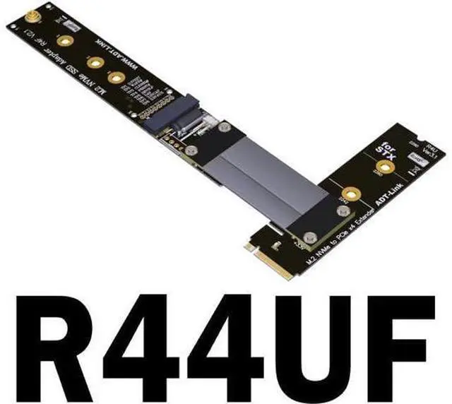 Alt view image 2 of 3 - ADT-Link M.2 NVMe SSD Extension Cable Extender PCIe3.0 x4 Full Speed NVMe M-Key STX Extender Turning 90 Degrees Right Angled (50cm, R44UF)