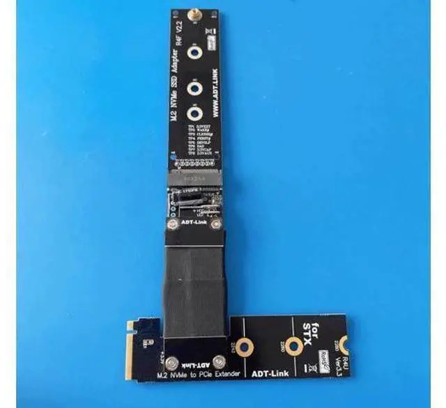 Alt view image 3 of 3 - ADT-Link M.2 NVMe SSD Extension Cable Extender PCIe3.0 x4 Full Speed NVMe M-Key STX Extender Turning 90 Degrees Right Angled (50cm, R44UF)