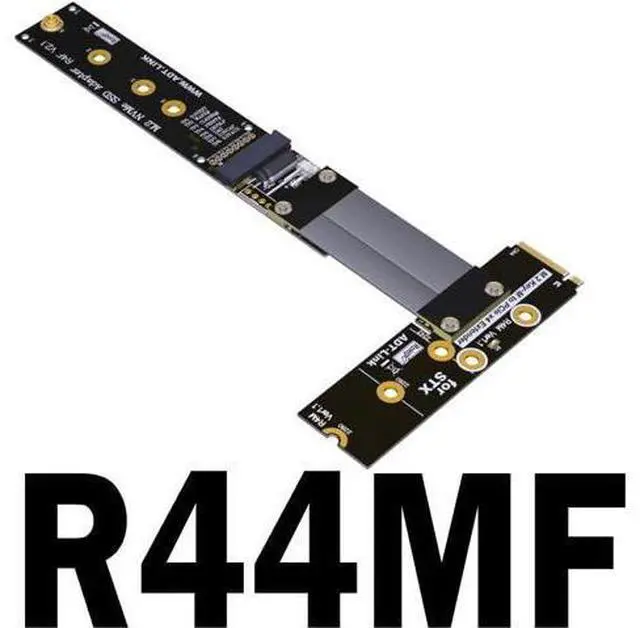 Alt view image 2 of 4 - ADT-Link M.2 NVMe SSD Extension Cable Extender PCIe3.0 x4 Full Speed NVMe M-Key STX Extender Turning 90 Degrees Right Angled (50cm, R44MF)