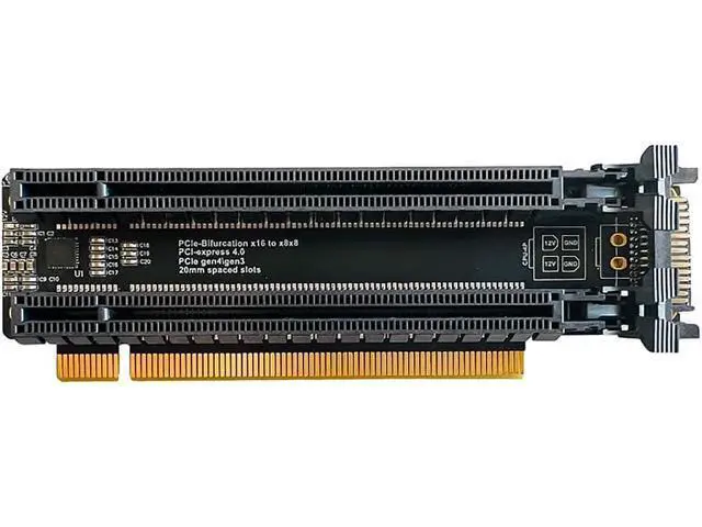Alt view image 2 of 5 - PCI-e 4.0 16X to 2 Ports PCIe 8X/16X Expansion Card,PCIe Bifurcation x16 to x8x8 Split Card with SATA Power Port
