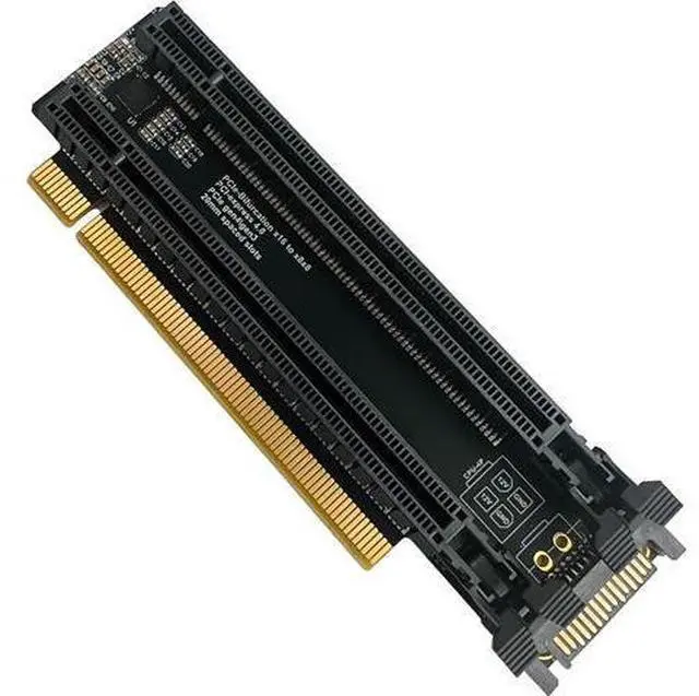 Main image of PCI-e 4.0 16X to 2 Ports PCIe 8X/16X Expansion Card,PCIe Bifurcation x16 to x8x8 Split Card with SATA Power Port