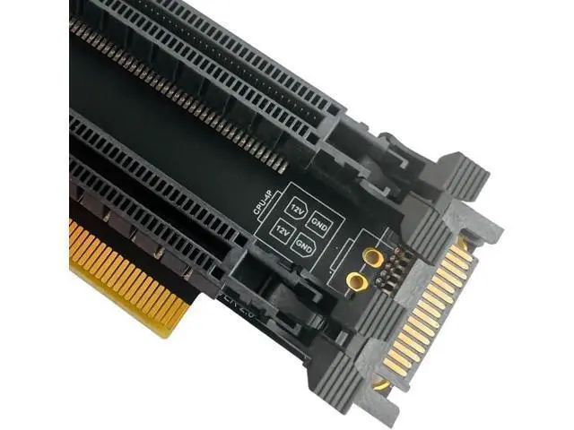 Alt view image 4 of 5 - PCI-e 4.0 16X to 2 Ports PCIe 8X/16X Expansion Card,PCIe Bifurcation x16 to x8x8 Split Card with SATA Power Port