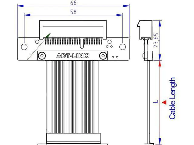 Alt view image 4 of 4 - PCI Express 4.0 x4 Extension Riser Cable 90 180 Degree (40cm, R22SF 4.0)