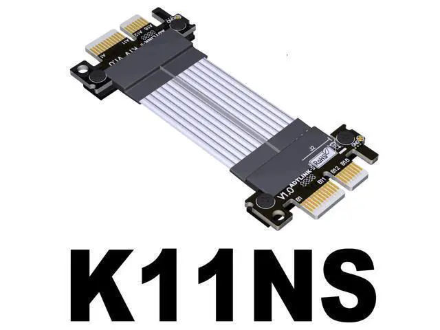 Alt view image 2 of 4 - PCIe 4.0 x1 to x1 Jumper Cable Male to Male Tx to Rx Silver Plated Wire with Low Impedance (300mm, K11NS)