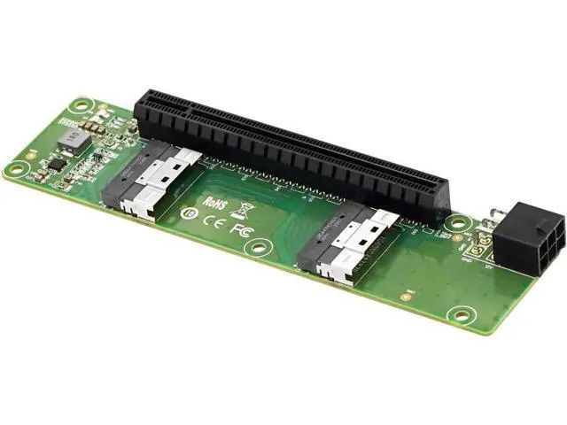 Alt view image 2 of 3 - Dual-Port Slimsas(SFF-8654 8I) to PCIe x16 Converter