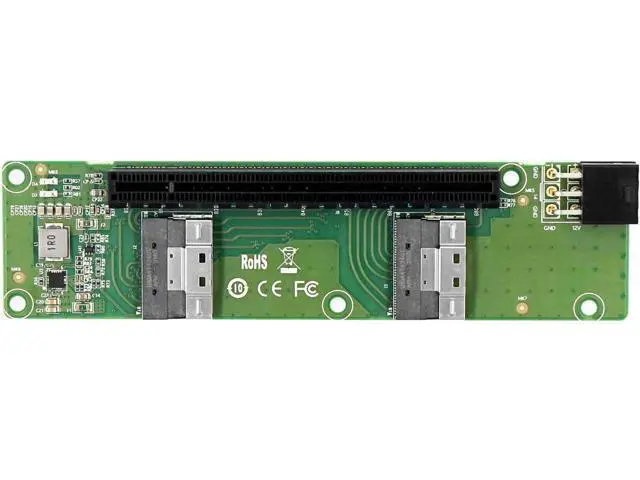 Alt view image 3 of 3 - Dual-Port Slimsas(SFF-8654 8I) to PCIe x16 Converter