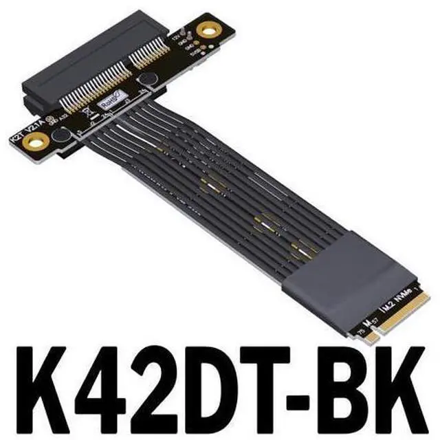 Alt view image 6 of 6 - Pcie 5.0 M.2 NVMe to PCI Express x4 Extender Adapter Cable with Metal Shield for PCIe x4 SSD RAID, LAN, Capture Cards to M.2(Ultra SSD, M-Key) Extension (K42DT-BK, 10cm)