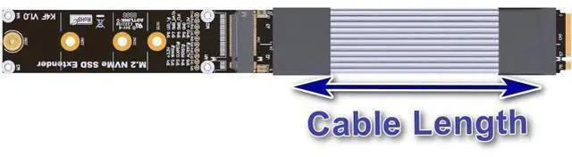 Alt view image 5 of 7 - Pcie 4.0 x4 M.2 NVMe M-Key SSD Falt Extension Riser Cable with Metal Shield 22110/2280 (10cm, K44SF)
