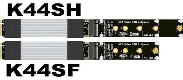 Alt view image 6 of 7 - Pcie 4.0 x4 M.2 NVMe M-Key SSD Falt Extension Riser Cable with Metal Shield 22110/2280 (10cm, K44SF)