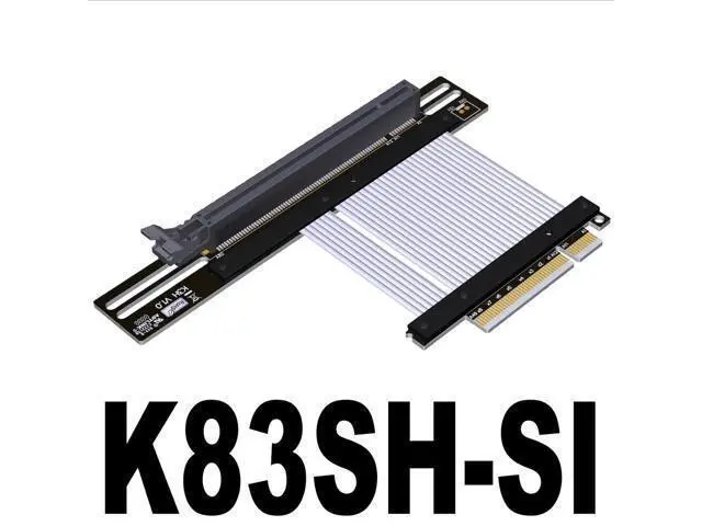 Alt view image 2 of 6 - PCIe 4.0/3.0 x8 to PCIE x16 Graphics Card Riser Adapter 16x PCI-e PCI-Express 90 180 Degree (10cm, K83SH-SI 4.0)