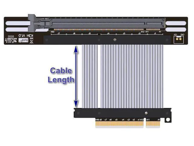Alt view image 5 of 6 - PCIe 4.0/3.0 x8 to PCIE x16 Graphics Card Riser Adapter 16x PCI-e PCI-Express 90 180 Degree (10cm, K83SH-SI 4.0)