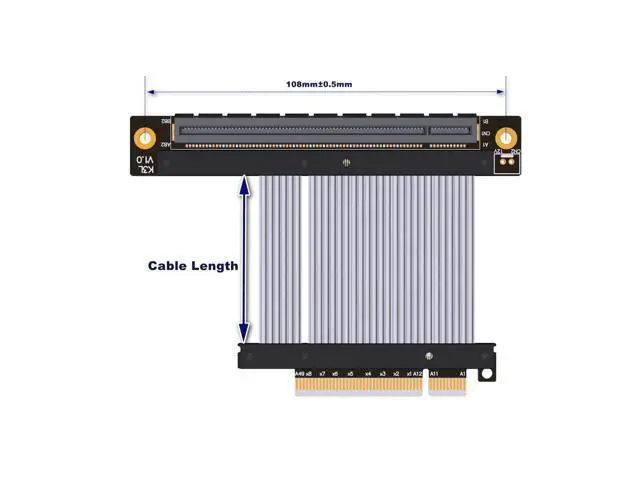Alt view image 4 of 5 - PCIe 4.0/3.0 x8 to PCIE x16 Graphics Card Riser Adapter 16x PCI-e PCI-Express 90 180 Degree (5cm, K83SL-SI 4.0)