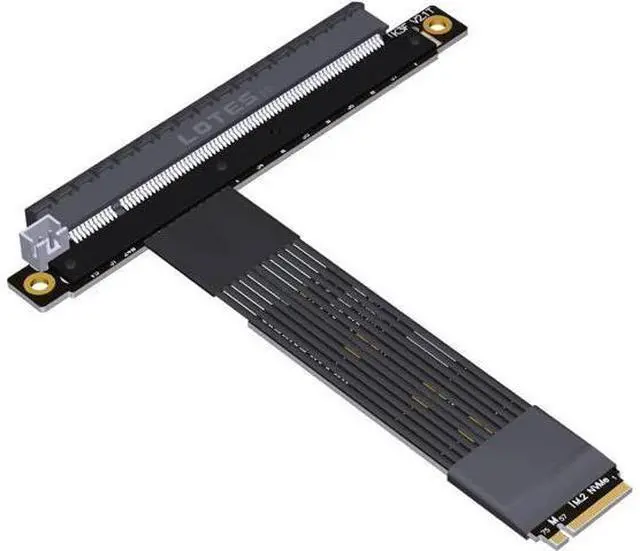 Main image of ADT-Link PCIe 5.0 M.2 NGFF NVMe Key M Flat Extender Cable to PCIE x16 Graphics Card Riser Adapter 16x PCI-e PCI-Express for M2 2230 2242 2260 2280 (K43SF-BK, 25cm)