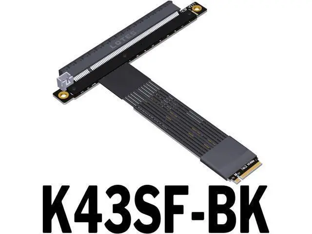 Alt view image 2 of 6 - ADT-Link PCIe 5.0 M.2 NGFF NVMe Key M Flat Extender Cable to PCIE x16 Graphics Card Riser Adapter 16x PCI-e PCI-Express for M2 2230 2242 2260 2280 (K43SF-BK, 25cm)