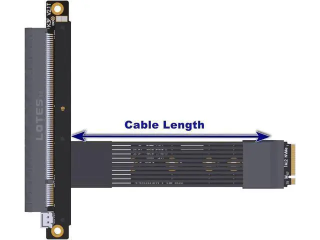 Alt view image 5 of 6 - ADT-Link PCIe 5.0 M.2 NGFF NVMe Key M Flat Extender Cable to PCIE x16 Graphics Card Riser Adapter 16x PCI-e PCI-Express for M2 2230 2242 2260 2280 (K43SF-BK, 25cm)