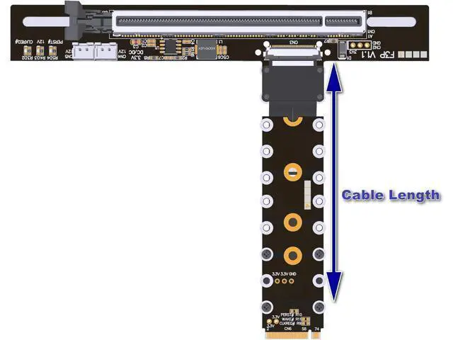 Alt view image 7 of 7 - PCIe 5.0 M.2 NVMe to PCIe x16 FFC Flexible Cable Gen5 x4 (128Gbps) for Graphics Cards and Ultra SSDs (F43SP-TL-25cm)