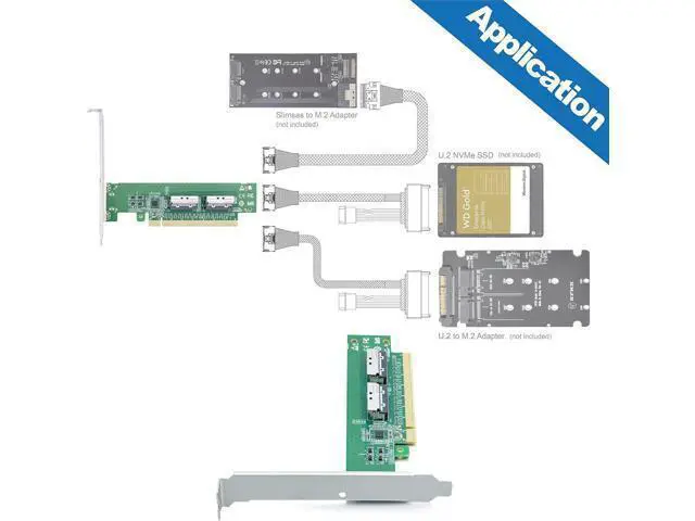 Alt view image 4 of 7 - 2xMCIO(74pin) 8i to PCIe X16 Adapter, Gen5 PCIe5.0