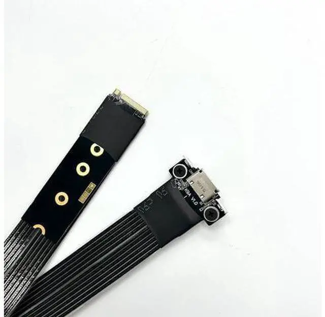Alt view image 4 of 6 - PCIe 5.0 x4 M.2 NVMe to OCuLink SFF-8612 Extension Flat Cable, with Full-Height and Half-Height Brackets (K49SQ-BK-03, 20cm)