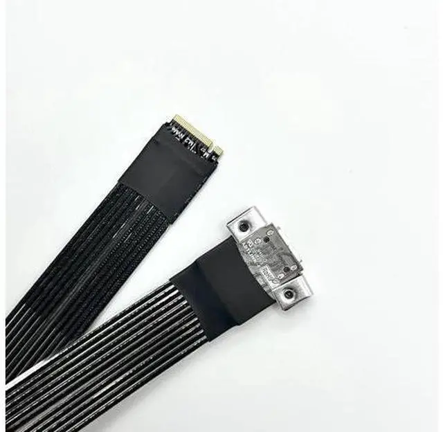 Alt view image 3 of 6 - PCIe 5.0 x4 M.2 NVMe to OCuLink SFF-8612 Extension Flat Cable, with Full-Height and Half-Height Brackets (K49SQ-BK-03, 20cm)