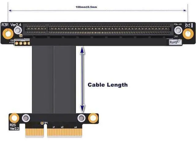 Alt view image 5 of 5 - ADT-Link PCIe 4.0/3.0 x4 to PCIE x16 Graphics Card Riser Adapter 16x PCI-e PCI-Express Cable 90 180 Degree (20cm, R23SR(gen 3))