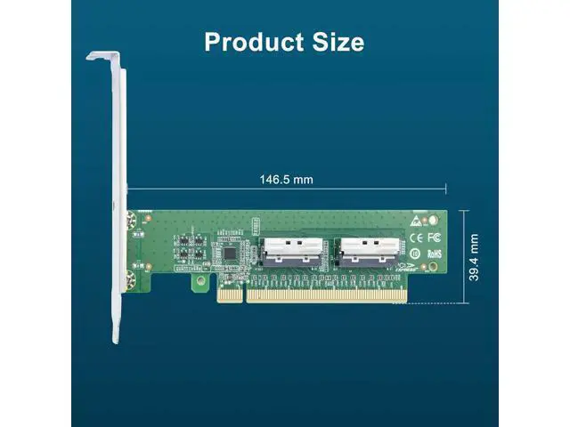 Alt view image 2 of 7 - 2xMCIO(74pin) 8i to PCIe X16 Adapter, Gen5 PCIe5.0