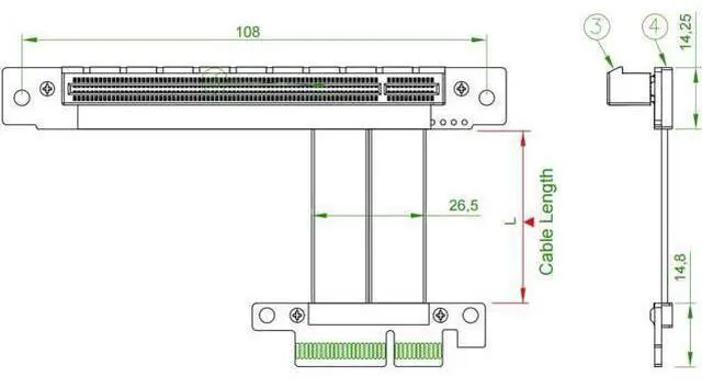 Alt view image 5 of 5 - ADT-Link PCIe 4.0/3.0 x4 to PCIE x16 Graphics Card Riser Adapter 16x PCI-e PCI-Express Cable 90 180 Degree (25cm, R23SL(gen 3))