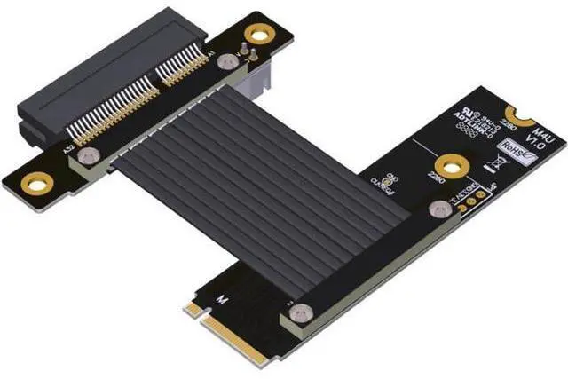 Main image of ADT-Link Pcie 4.0 M.2 Nvme to x4 Extension Flat Riser Cable Corner 90 Degrees Ful Speed for PCIE 4X SSD RAID, LAN, GPU, Capture Card Extender (M42UF, 40cm)