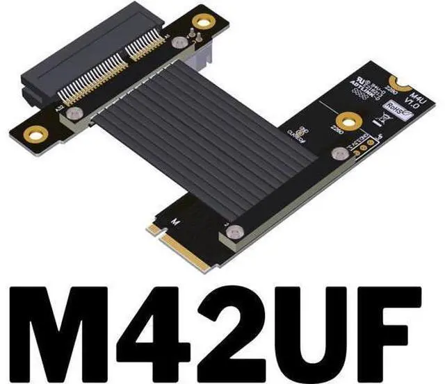 Alt view image 2 of 5 - ADT-Link Pcie 4.0 M.2 Nvme to x4 Extension Flat Riser Cable Corner 90 Degrees Ful Speed for PCIE 4X SSD RAID, LAN, GPU, Capture Card Extender (M42UF, 40cm)