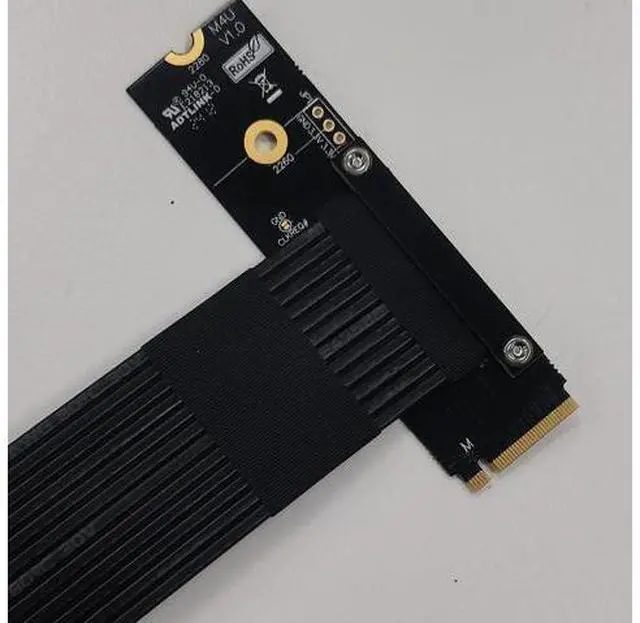 Alt view image 3 of 4 - ADT-Link Pcie 4.0 M.2 Nvme to x4 Extension Flat Riser Cable Corner 90 Degrees Ful Speed for PCIE 4X SSD RAID, LAN, GPU, Capture Card Extender (M42UL, 40cm)