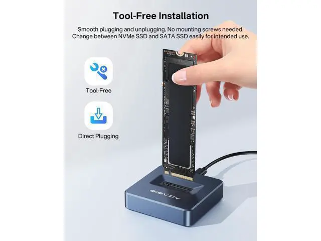 Alt view image 7 of 7 - NVME SSD Reader Adapter, Aluminium Alloy Housing Fast Heat Dissipation, NVME to USB Docking Station, M.2 SSD to USB Adapter 10Gbps, Support M.2 (M Key) NVMe SSD and (B+M Key) SATA-Based SSD