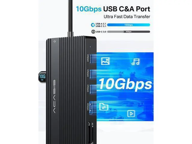 Alt view image 5 of 7 - USB C Docking Station Dual Monitor, 14 in 1 USB C Hub, Adapter with 2 HDMI+DP(4K60Hz), Ethernet, 3 USBC 10G,100W PD, SD/TF, Audio, Laptop Docking Station for D-ell/H-P/Lenovo/ThinkPad/Surface (Black)