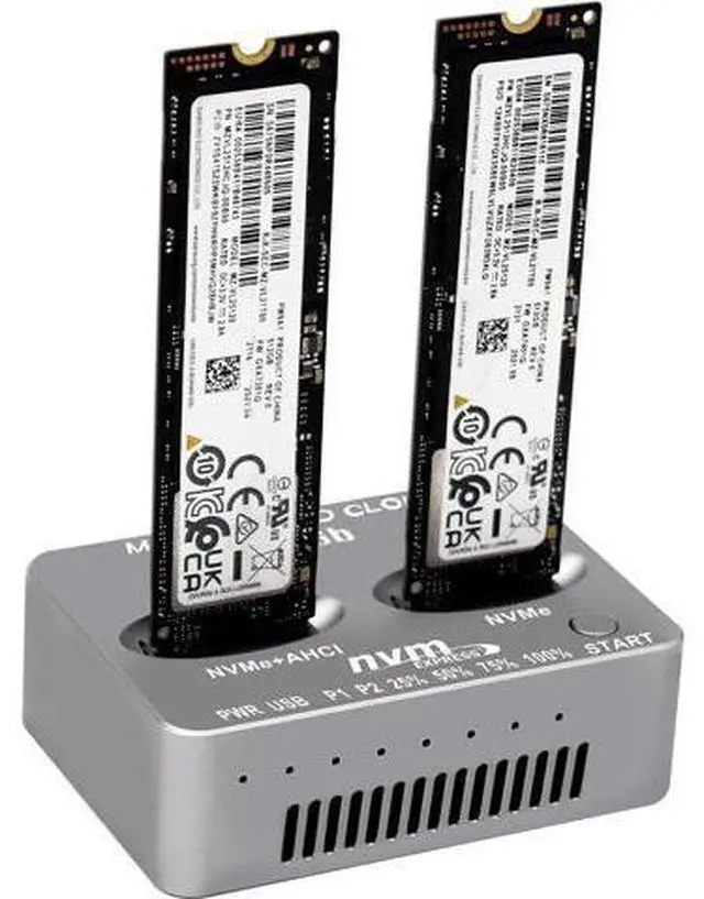 Main image of M2 NVMe Duplicator, Dual-Bay Offline Cloner, USB C to M.2 20Gbps Docking Station, M.2 PCIe AHCI SSD Reader for Both (M Key, B+M Key) NGFF SSD Enclosure (Need Extra AC/PD Power)