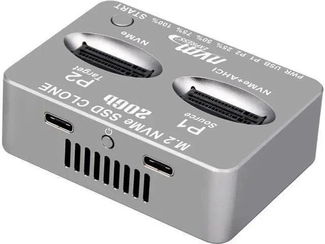 Alt view image 3 of 5 - M2 NVMe Duplicator, Dual-Bay Offline Cloner, USB C to M.2 20Gbps Docking Station, M.2 PCIe AHCI SSD Reader for Both (M Key, B+M Key) NGFF SSD Enclosure (Need Extra AC/PD Power)