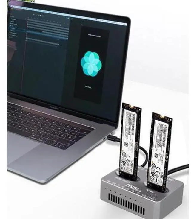 Alt view image 5 of 5 - M2 NVMe Duplicator, Dual-Bay Offline Cloner, USB C to M.2 20Gbps Docking Station, M.2 PCIe AHCI SSD Reader for Both (M Key, B+M Key) NGFF SSD Enclosure (Need Extra AC/PD Power)