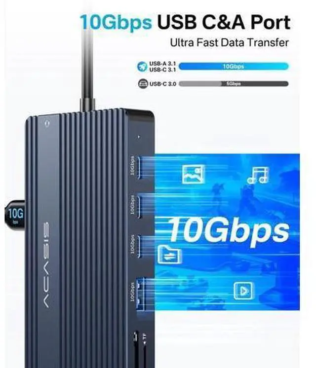 Alt view image 5 of 7 - USB C Docking Station Dual Monitor, 14 in 1 USB C Hub, Adapter with 2 HDMI+DP(4K60Hz), Ethernet, 3 USBC 10G,100W PD, SD/TF, Audio, Laptop Docking Station for D-ell/H-P/Lenovo/ThinkPad/Surface (Grey)