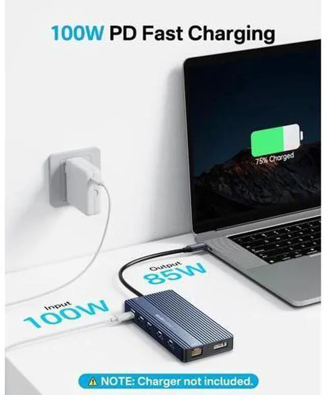 Alt view image 7 of 7 - USB C Docking Station Dual Monitor, 14 in 1 USB C Hub, Adapter with 2 HDMI+DP(4K60Hz), Ethernet, 3 USBC 10G,100W PD, SD/TF, Audio, Laptop Docking Station for D-ell/H-P/Lenovo/ThinkPad/Surface (Grey)