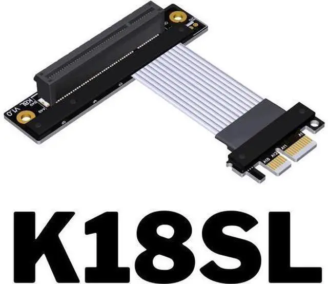 Alt view image 2 of 3 - PCIe 4.0 x1 to x8 Extension Riser Cable for PCIe x8 Capture Card RAID SSD LAN USB Cards Extension Silver-Plated Wire Low Impedance (K18SL, 35cm)