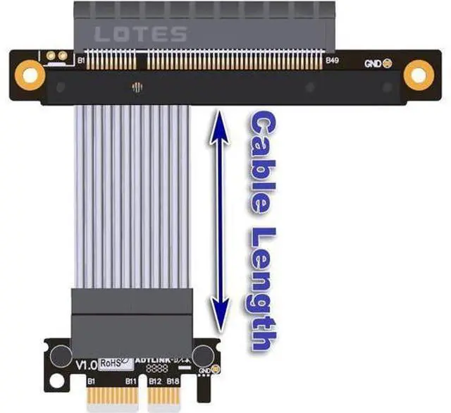 Alt view image 3 of 3 - PCIe 4.0 x1 to x8 Extension Riser Cable for PCIe x8 Capture Card RAID SSD LAN USB Cards Extension Silver-Plated Wire Low Impedance (K18SL, 35cm)