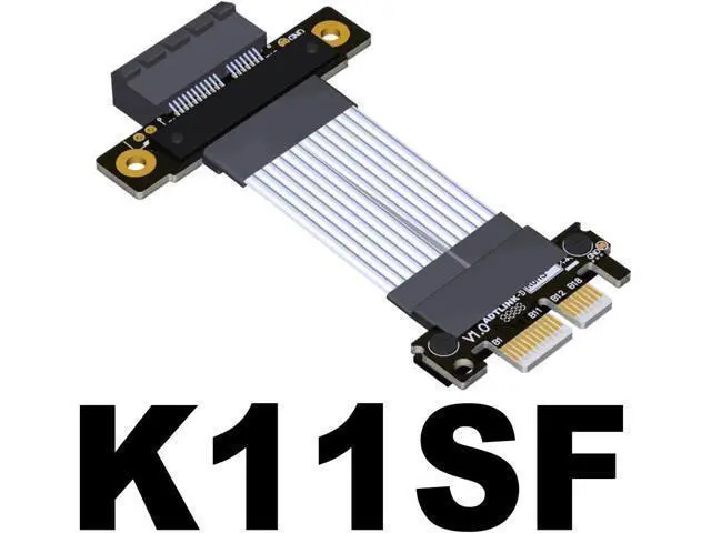 Alt view image 2 of 3 - ADT-Link Pci-Express 4.0 x1 to x1 Extension Riser Cable Full Speed Silver Plated Wire LowImpedance with Metal Shield(15cm, K11SF 4.0)