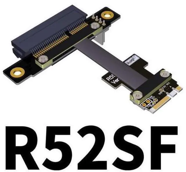 Main image of M.2_A.E. to PCIe x4 Extension Cables Turn 90 Degree Upright Right Angle Turn 180 Degree Splint Vertical Turn 270 Degree Inverted Reverse (60cm, R52SF)
