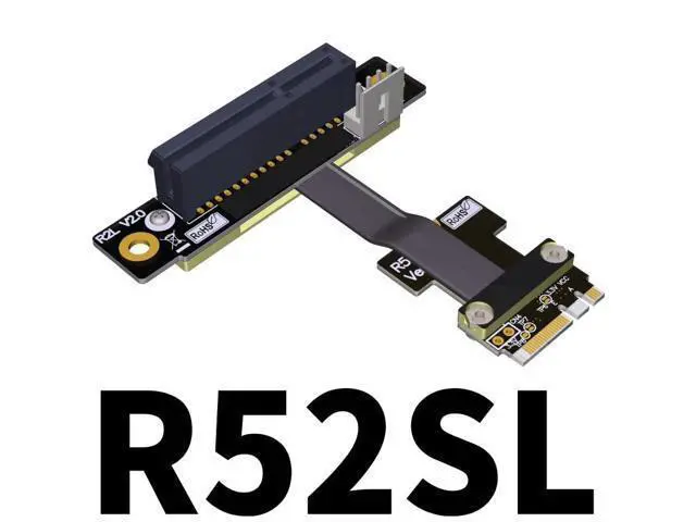 Alt view image 2 of 4 - M.2_A.E. to PCIe x4 Extension Cables Turn 90 Degree Upright Right Angle Turn 180 Degree Splint Vertical Turn 270 Degree Inverted Reverse (60cm, R52SF)