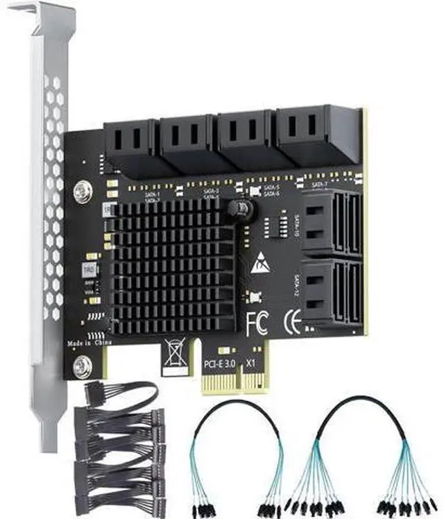 Main image of 12-Port SATA Expansion Card (PCIe 3.0 x1 to 6Gbps SATA Card), Compatible with Windows/Mac/Linux/NAS